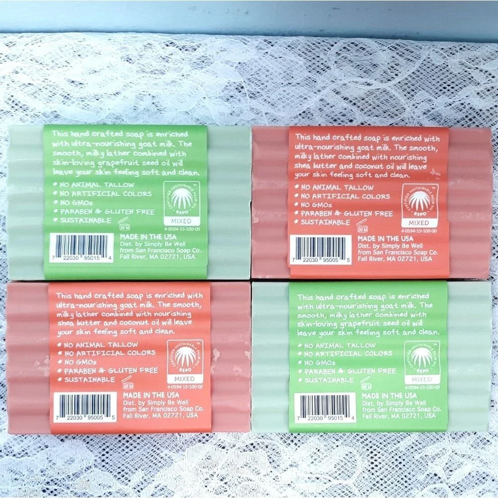 6 Goat Milk Bar Soap Clean Caprine Simply Be Well Jabara Fruit Papaya red green
